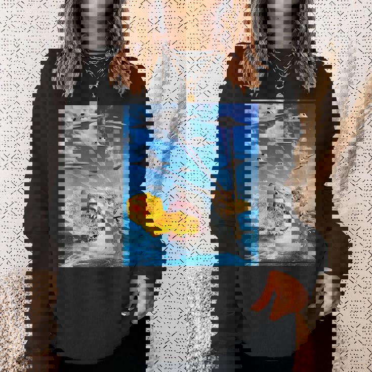 Cat Riding Fire Breathehark レインボー レーザー タコス スウェットシャツ 彼女への贈り物