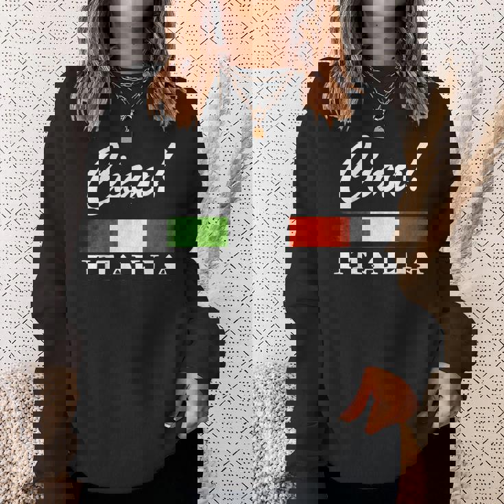 Ciao Italia トリコロールグリーン 白と赤 イタリア国旗 イタリア スウェットシャツ 彼女への贈り物