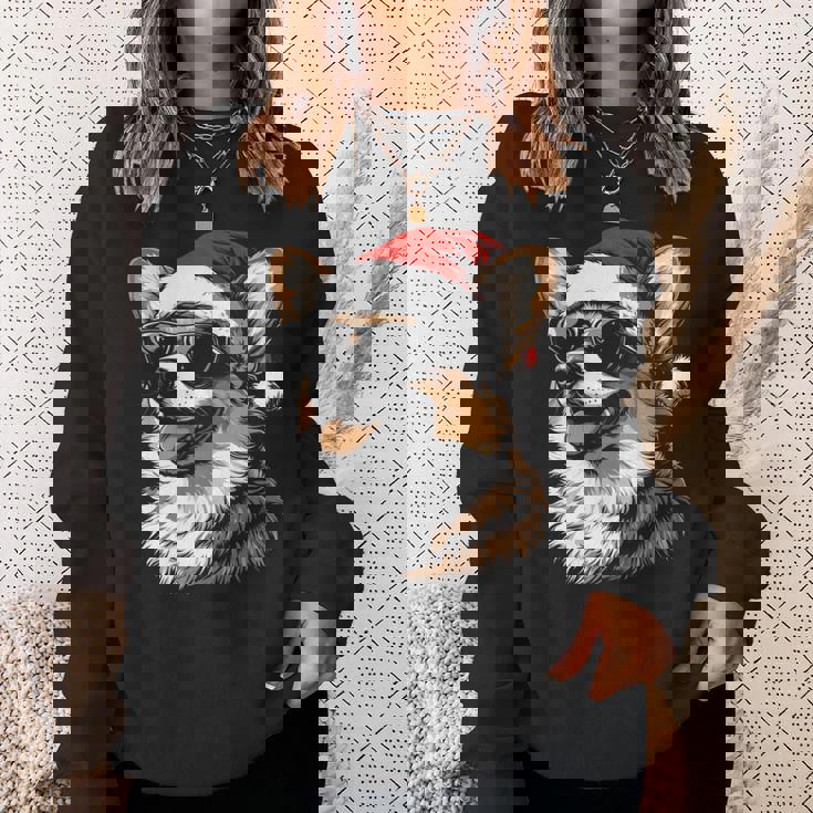 Corgi サンタハット 面白い かわいい 犬 ママ お父さん クリスマス 長袖tシャツ スウェットシャツ 彼女への贈り物