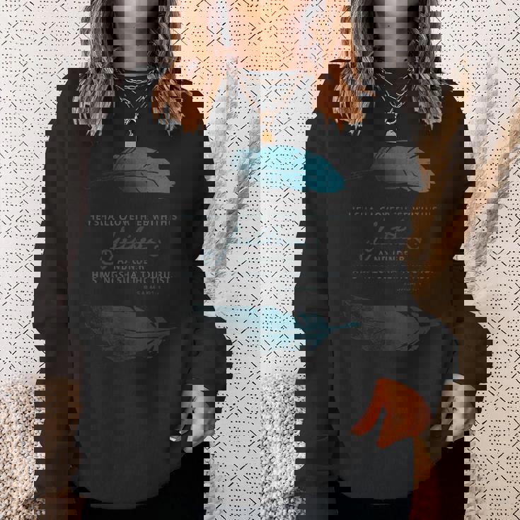 Cover With His Feathers Psalm 91 Kjv 聖書の言葉 スウェットシャツ 彼女への贈り物