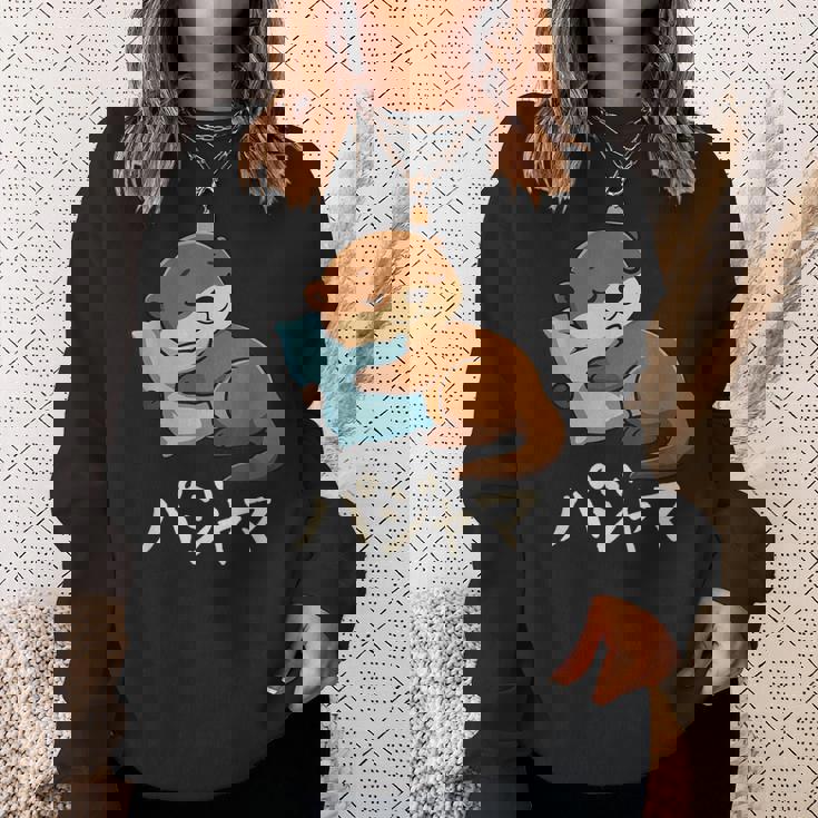 Cute Kawaii Otter Pajama かわいいカワウソのパジャマ スウェットシャツ 彼女への贈り物