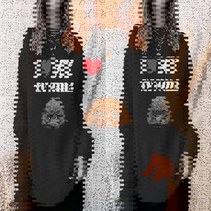 Cute I Love My Toy プードル 犬の飼い主 スウェットシャツ 彼女への贈り物