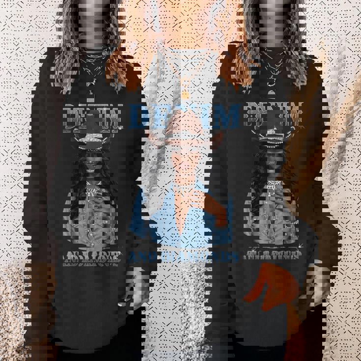 Denim And Diamonds African Melanin Cowgirls Western Sweatshirt Gifts for Her