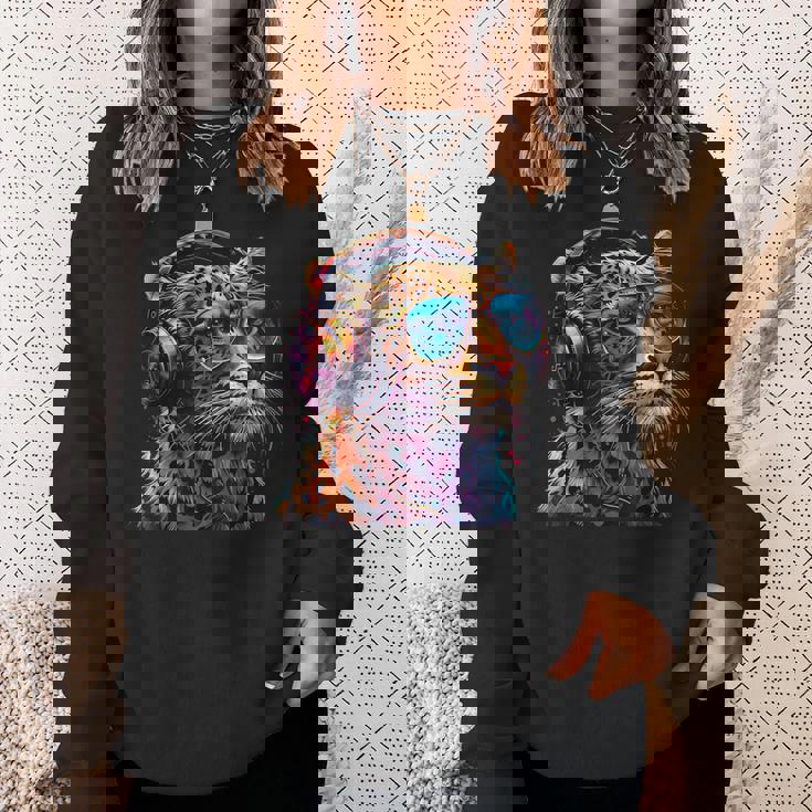 Dj Leopard Edm テクノハウス ダンスクラブ 音楽ヘッドフォン スウェットシャツ 彼女への贈り物