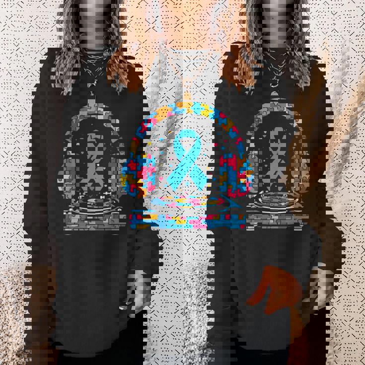Dj ヘッドフォン パズル 自閉症啓発 自閉症 レディース メンズ スウェットシャツ 彼女への贈り物