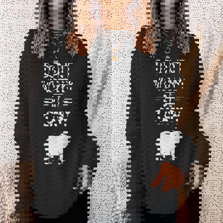 Don't Worry Be Capy カピバラ 心配しないで カピー カピバラ齧歯類愛好家 スウェットシャツ 彼女への贈り物