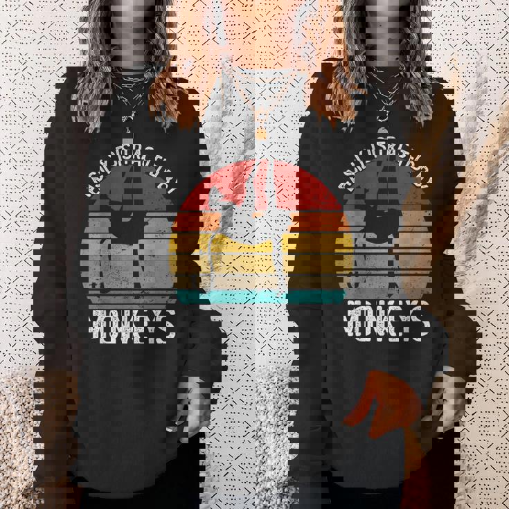 Easy Distracted By Monkeys シャツ ビンテージモンキー スウェットシャツ 彼女への贈り物