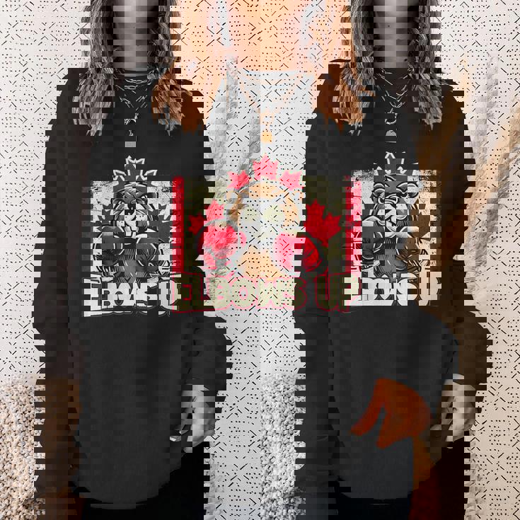 Elbows Up Canada カナダのカウンター関税 ビーバーボクシング スウェットシャツ 彼女への贈り物