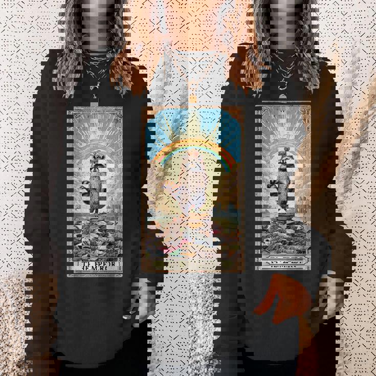 The Emperor 面白いアライグマ タロットカード ミスティックアライグマ スウェットシャツ 彼女への贈り物