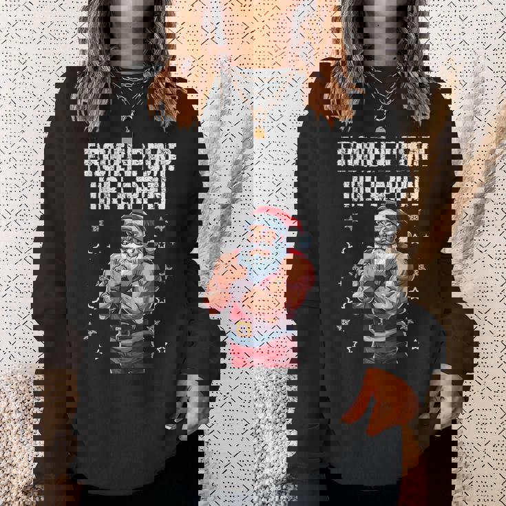 Frohen Pump Ihr Lappen 筋肉質サンタジム スウェットシャツ 彼女への贈り物