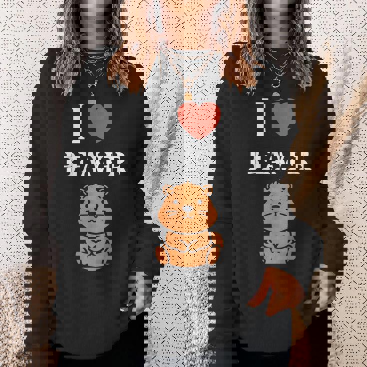 Baby Beavers Minimalist Cute I Love Beaver スウェットシャツ 彼女への贈り物