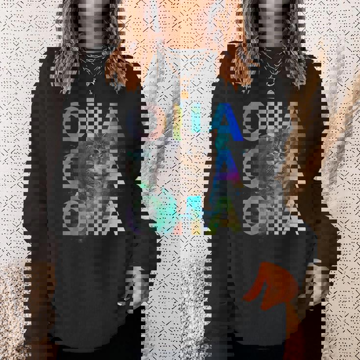 Oiia Oiia 回転する猫 ミーム 面白い ブレイン エセル スペース スウェットシャツ 彼女への贈り物