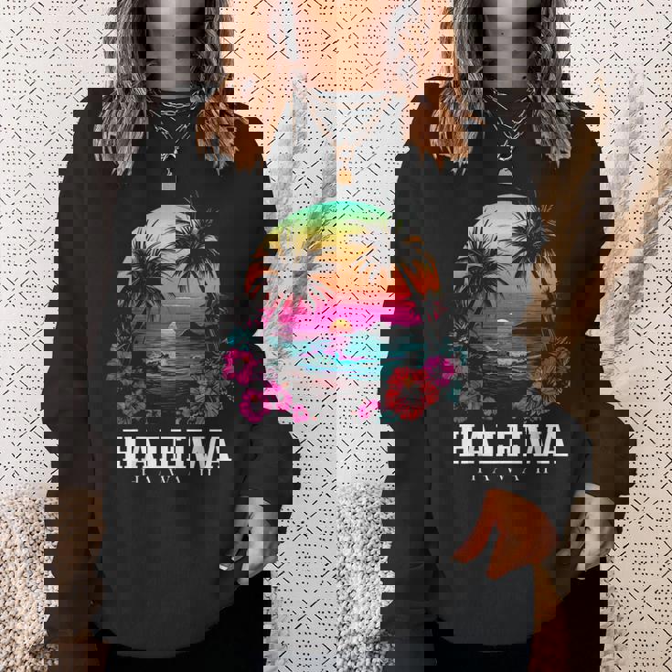 Haleiwa ハワイ ハワイアン ハイビスカス 花 サーファー お土産 スウェットシャツ 彼女への贈り物