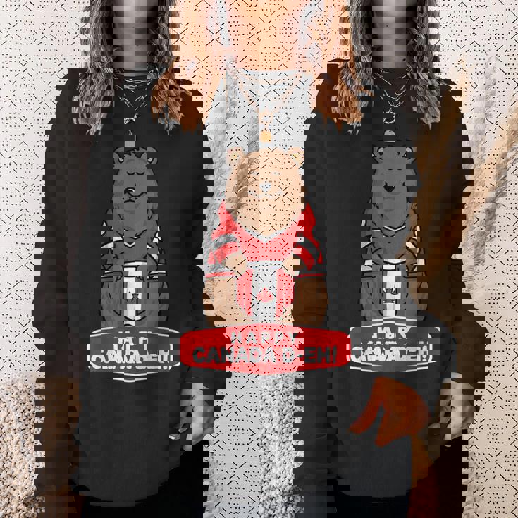 Happy Canada Day 面白いカナダのクマの旗 スウェットシャツ 彼女への贈り物