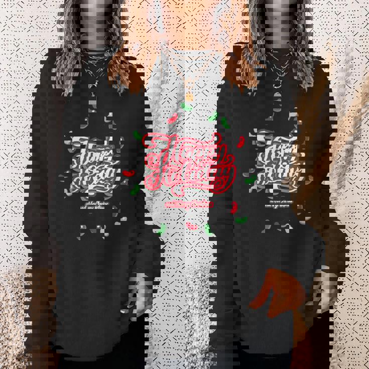 Happy Holiday And Merry Christmas Quote Festive Greetings スウェットシャツ 彼女への贈り物