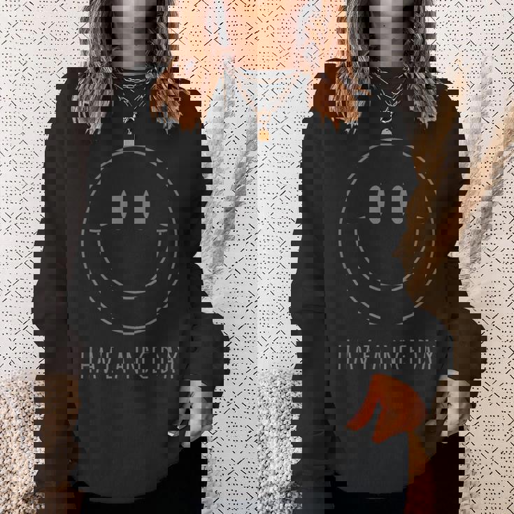 Have A Nice Day ミニマリスト スマイルフェイス シャツ かわいい スマイル スウェットシャツ 彼女への贈り物