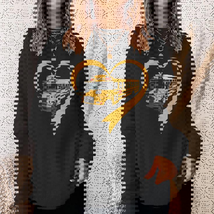 Heart School Bus Driver Sweatshirt Gifts for Her