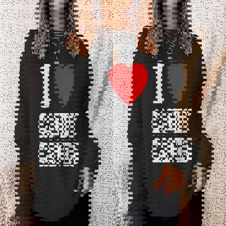 I Heart 愛 キャンディケーン 冬 ペパーミント クリスマス スウェットシャツ 彼女への贈り物