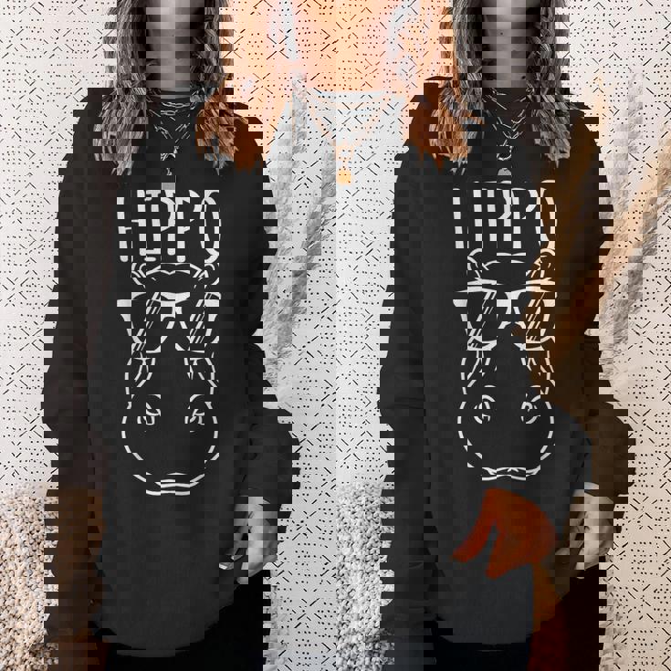 Hippopotamus デザイン クールで素晴らしいカバのサングラス スウェットシャツ 彼女への贈り物