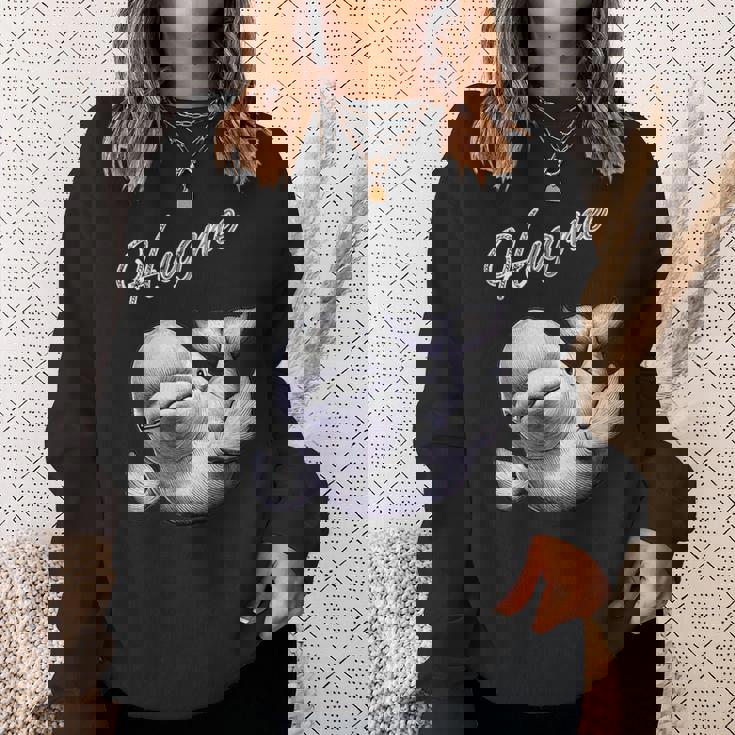 Hug Me ベルーガ アートデザイン 可愛い おしゃれ 動物 シロイルカ シロクジラ スウェットシャツ 彼女への贈り物