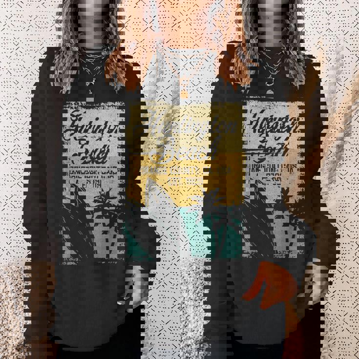 Huntington Beachurf City California アンティーク調サーフィン スウェットシャツ 彼女への贈り物