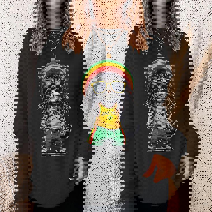 Jameowca クールで面白いジャマイカン ラスタ レゲエ キャット スウェットシャツ 彼女への贈り物