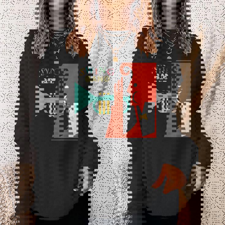 Jazz Music Player スイング バンド レトロ ヴィンテージ 70年代 スウェットシャツ 彼女への贈り物