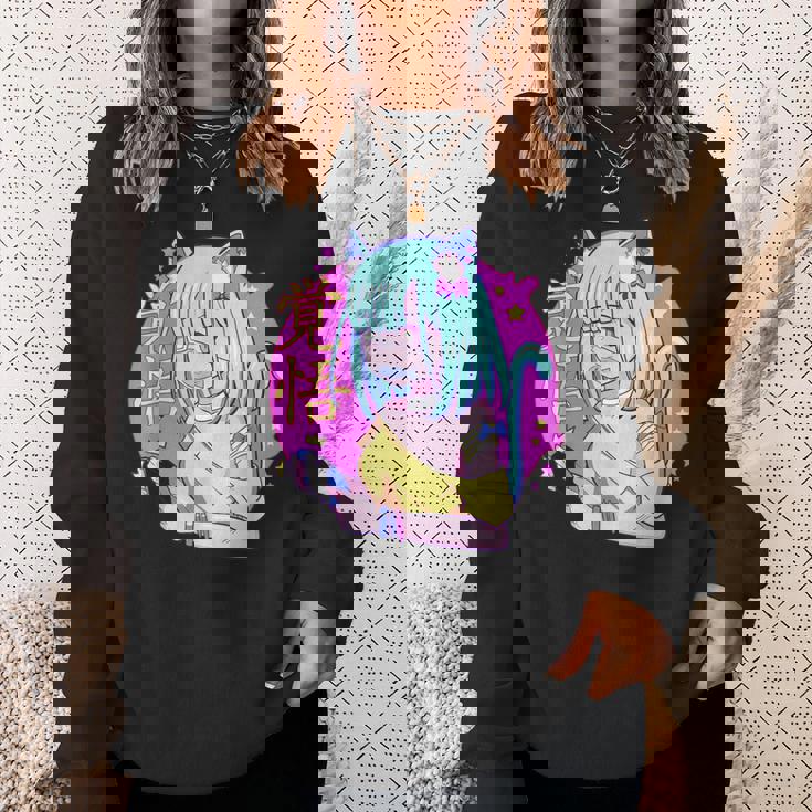 Kawaii Gamer ネコガール メンヘラ 美的パステル ゴス キュート スウェットシャツ 彼女への贈り物