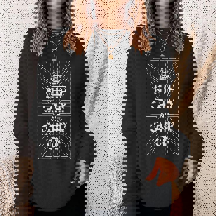 Keep Calm And Carry On 落ち着いてキャリーオン 英国の輪郭の旗 スウェットシャツ 彼女への贈り物