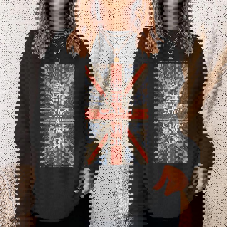 Keep Calm And Carry On Uk Flag スウェットシャツ 彼女への贈り物