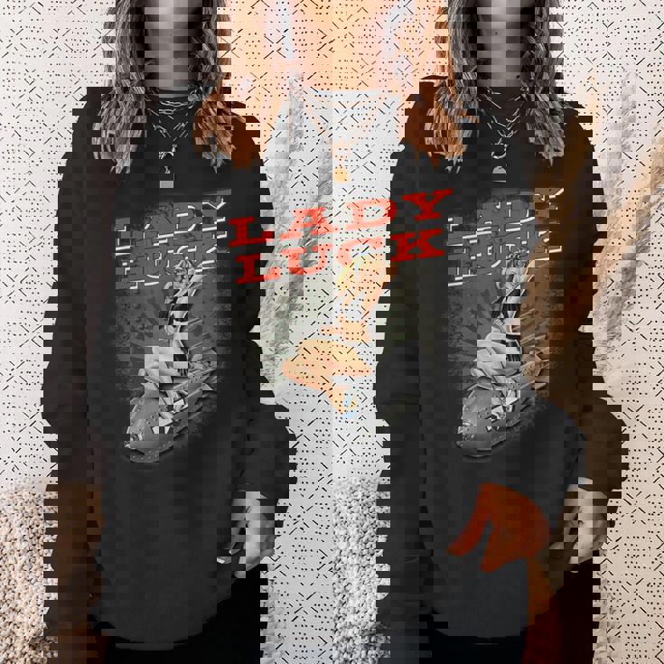 Lady Luckuper Nice Bomber ノーズアートtシャツ スウェットシャツ 彼女への贈り物