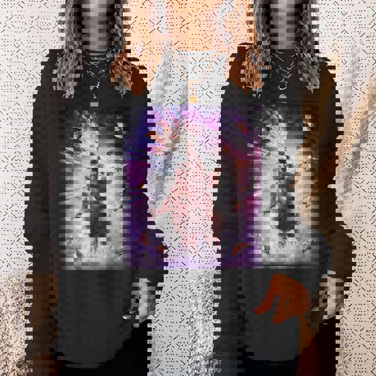 Laser Eyespace Cat ナマケモノ ラマ レインボー スウェットシャツ 彼女への贈り物