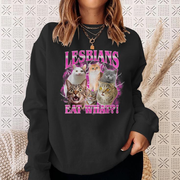 Lesbians Eat What Cat Meme Gay Pride Lgbtq Sweatshirt Gifts for Her
