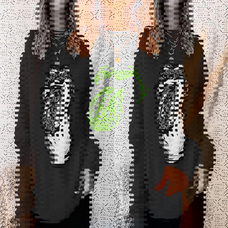 Lickmoke ウィードリーフパターン マリファナ420 大麻ポットギフト スウェットシャツ 彼女への贈り物