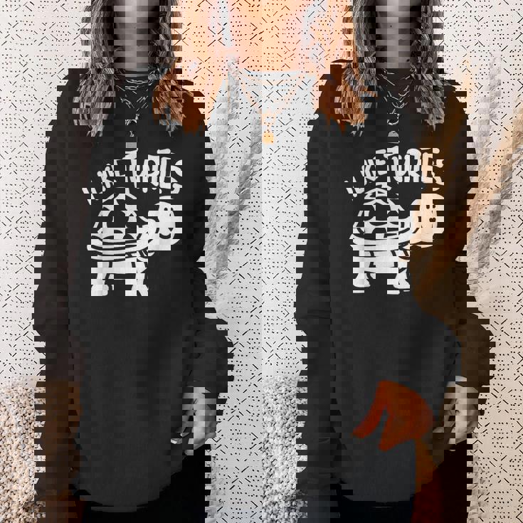 I Like Turtles かわいい 亀 愛 亀 海 動物 好き スウェットシャツ 彼女への贈り物