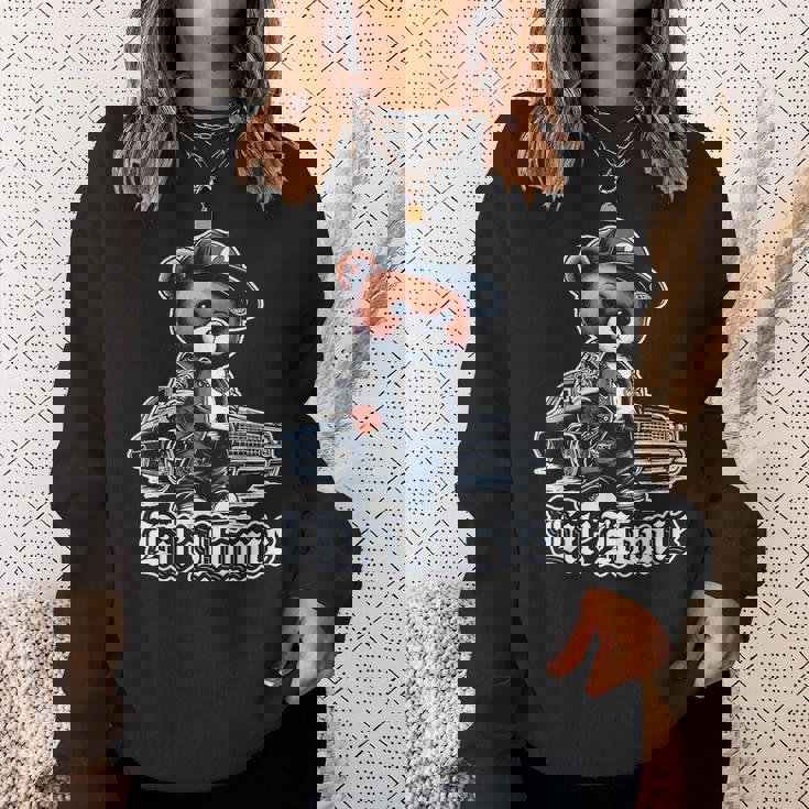 Lil Homie Lowrider かわいいテディベア ヒップホップ ローライダー チカーノ スウェットシャツ 彼女への贈り物