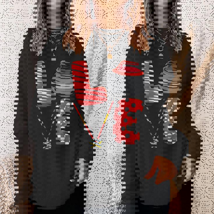 Love Curling ほうき スクワッド カーラー カーリング バレンタインデー スウェットシャツ 彼女への贈り物