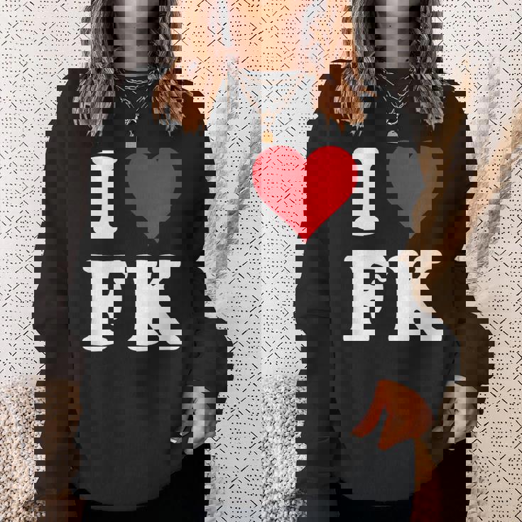 I Love Fk Initials I Heart FK First Last Name F K スウェットシャツ 彼女への贈り物