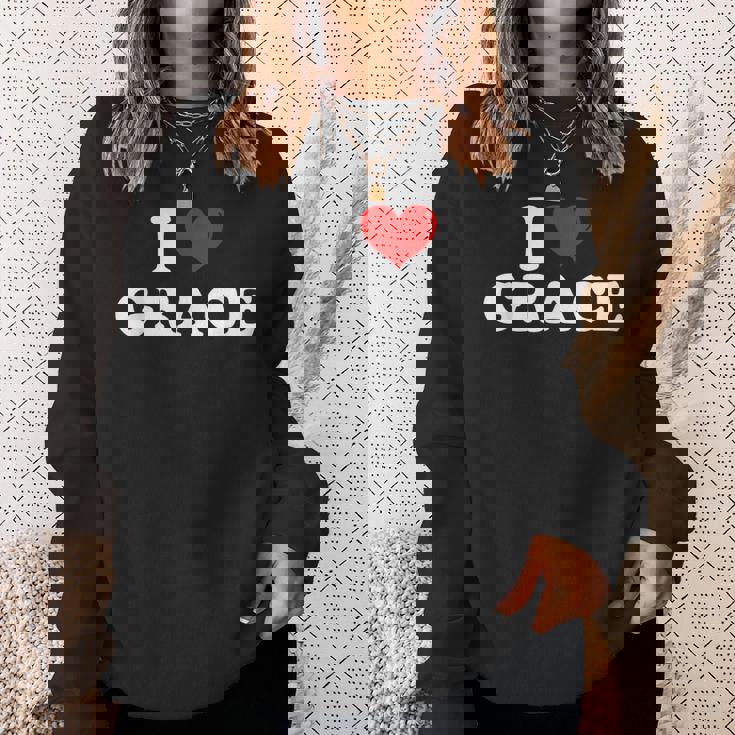 I Love Grace I Heart Grace ファーストネーム グレース ジョーク 面白い スウェットシャツ 彼女への贈り物