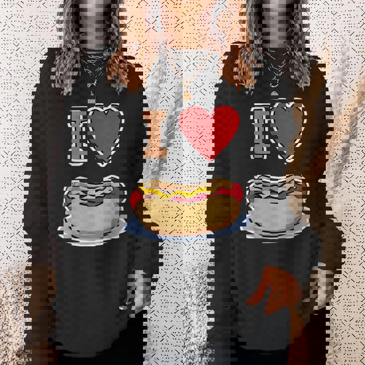 I Love Hot Dog 私はホットドッグを愛している ホットドッグ スウェットシャツ 彼女への贈り物