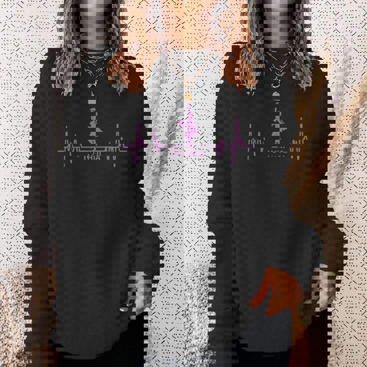 I Love Hula Dance ハワイアンフラダンスガール ファニーハートビート スウェットシャツ 彼女への贈り物