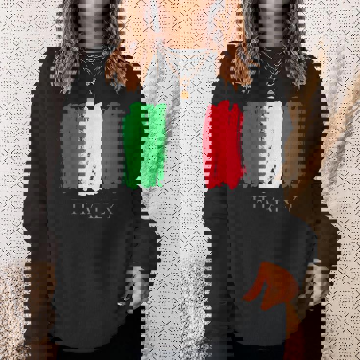 I Love Italy 、クールでキュートなイタリア国旗グラフィックデザイン スウェットシャツ 彼女への贈り物