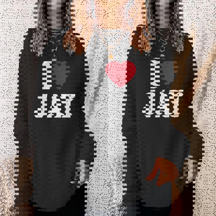 I Love Jay I Heart Jay レッドハート スウェットシャツ 彼女への贈り物