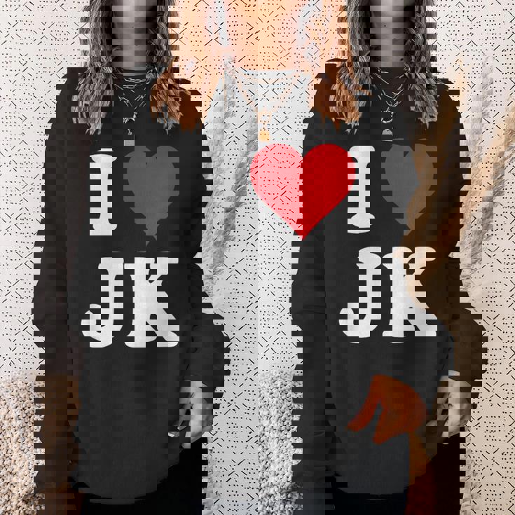 I Love Jk Initials I Heart JK First Last Name J K スウェットシャツ 彼女への贈り物