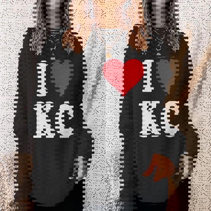 I Love Kc Initials I Heart KC First Last Name K C スウェットシャツ 彼女への贈り物