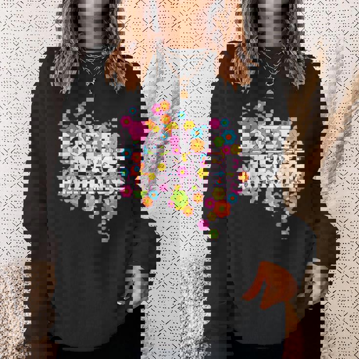 Love Peace Happiness 60年代70年代ヒッピーフラワーパワー スウェットシャツ 彼女への贈り物