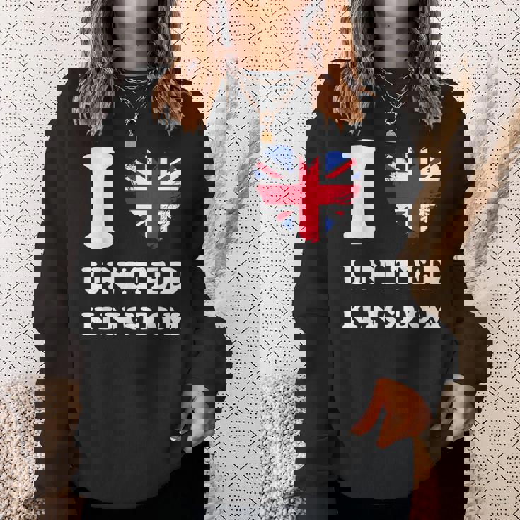 I Love United Kingdom ハートフラッグ イギリス Uk グレートブリテン スウェットシャツ 彼女への贈り物