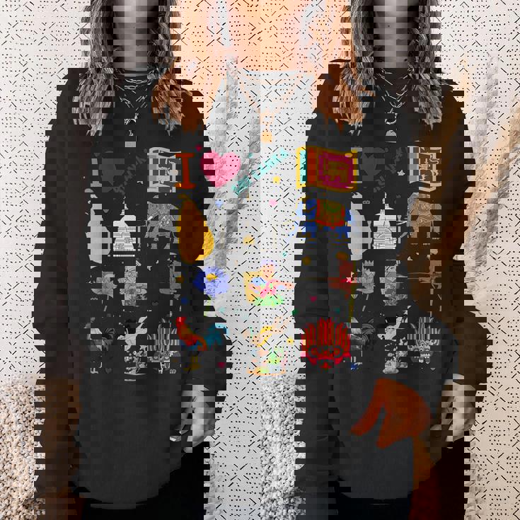 I Loveri Lanka 手描きのスリランカのランドマーク、旗、地図 スウェットシャツ 彼女への贈り物