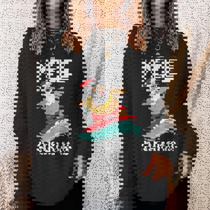 Mele Kalikimaka ハワイアン クリスマス ハワイ サーフィン サンタ スウェットシャツ 彼女への贈り物