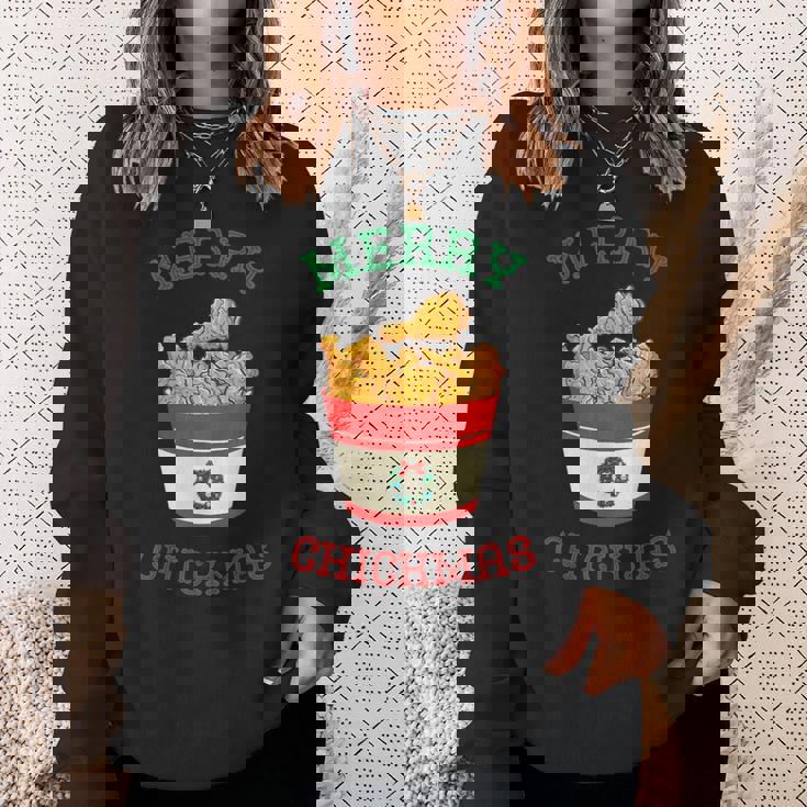 Merry Chickmas フライドチキン 面白い クリスマス フライドチキン スウェットシャツ 彼女への贈り物